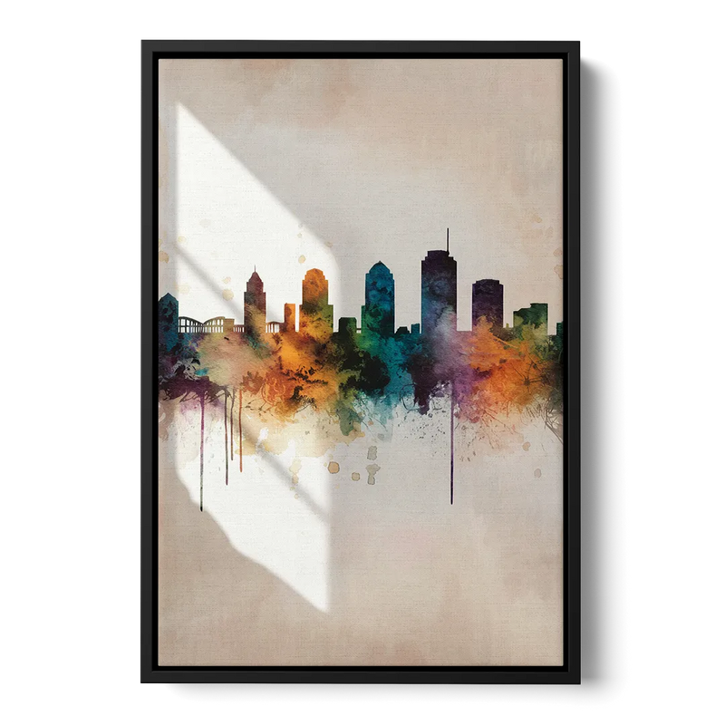 Tulsa Historic Landmarks Front - Black Canvas Wall Art