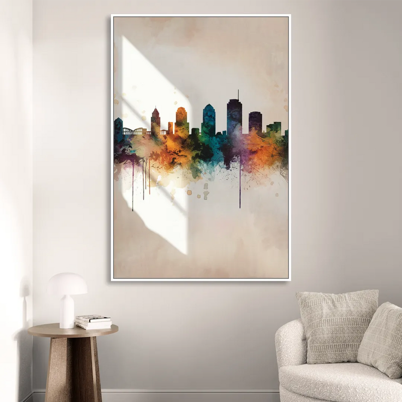 Tulsa Historic Landmarks Living Room - White Canvas Wall Art