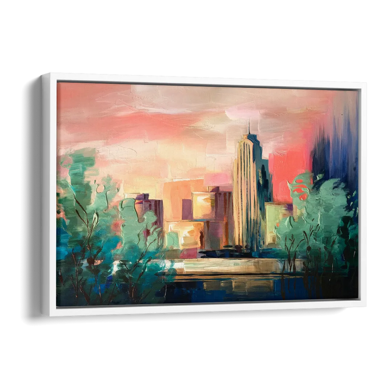 Tulsa Midtown Scenery Side - White Canvas Wall Art
