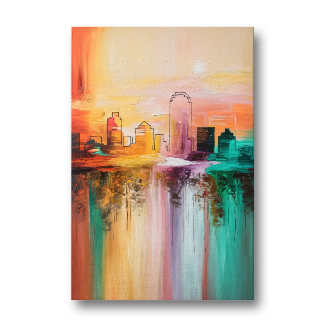 Tulsa Skyline Sunset - Canvas Wall Art - Front