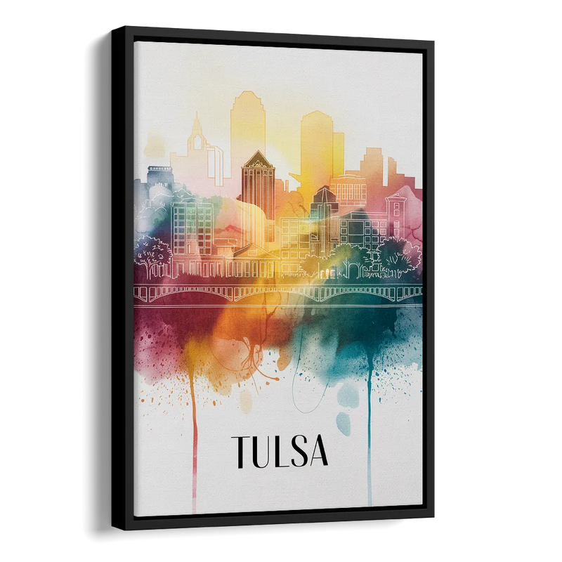 Tulsa Urban Charm Side - Black Canvas Wall Art