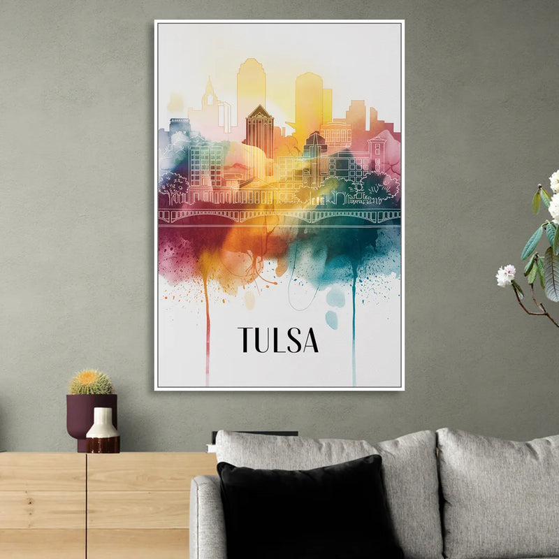 Tulsa Urban Charm Living Room - White Canvas Wall Art