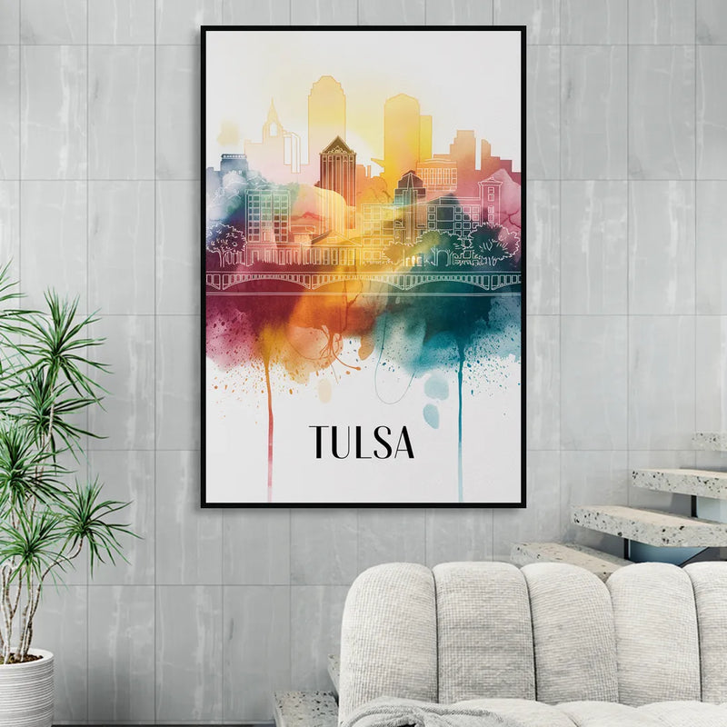 Tulsa Urban Charm Sitting Room - Black Canvas Wall Art