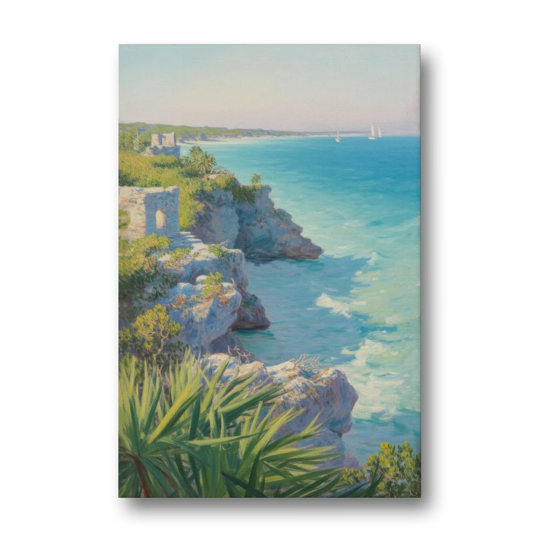 Tulum Cliff Ruins - Canvas Wall Art - Front