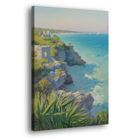 Tulum Cliff Ruins - Canvas Wall Art