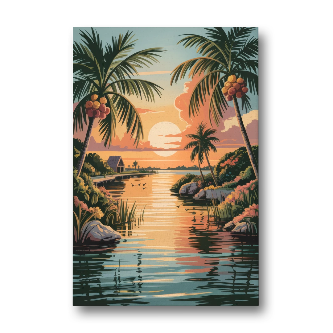 Tulum Lagoon Sunset - Canvas Wall Art - Front