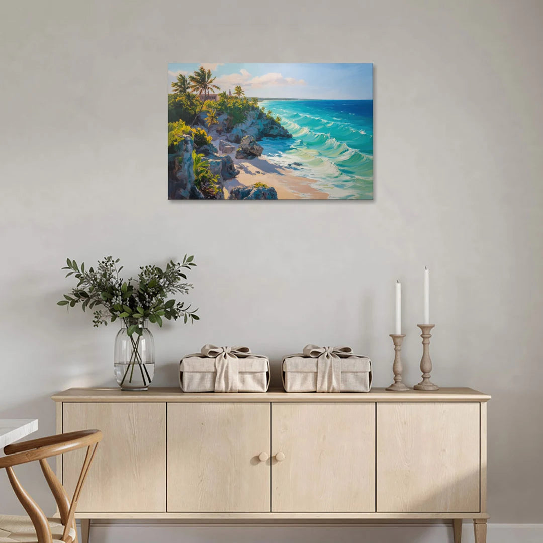 Tulum Ocean Cliffs - Canvas Wall Art - Coffee Table - 36x24