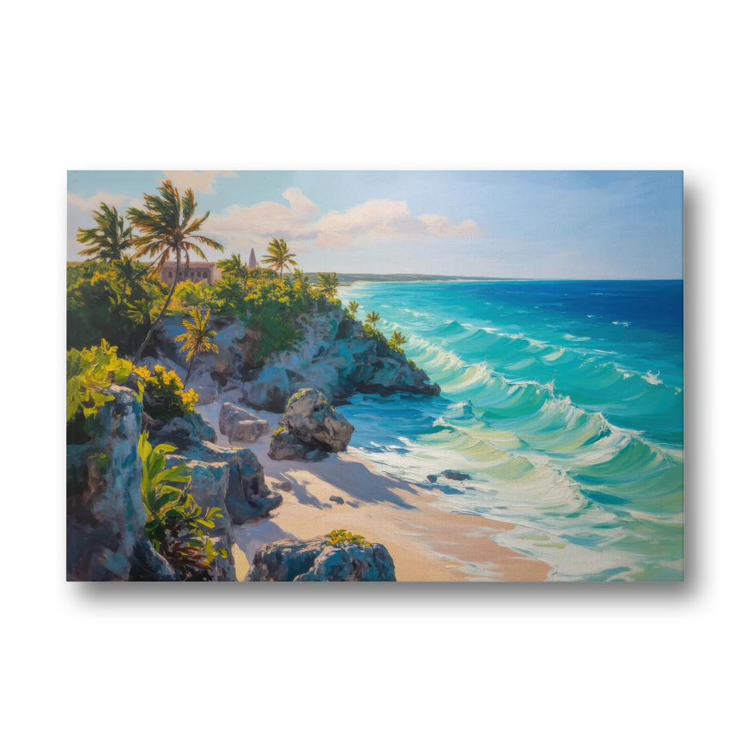 Tulum Ocean Cliffs - Canvas Wall Art - Front