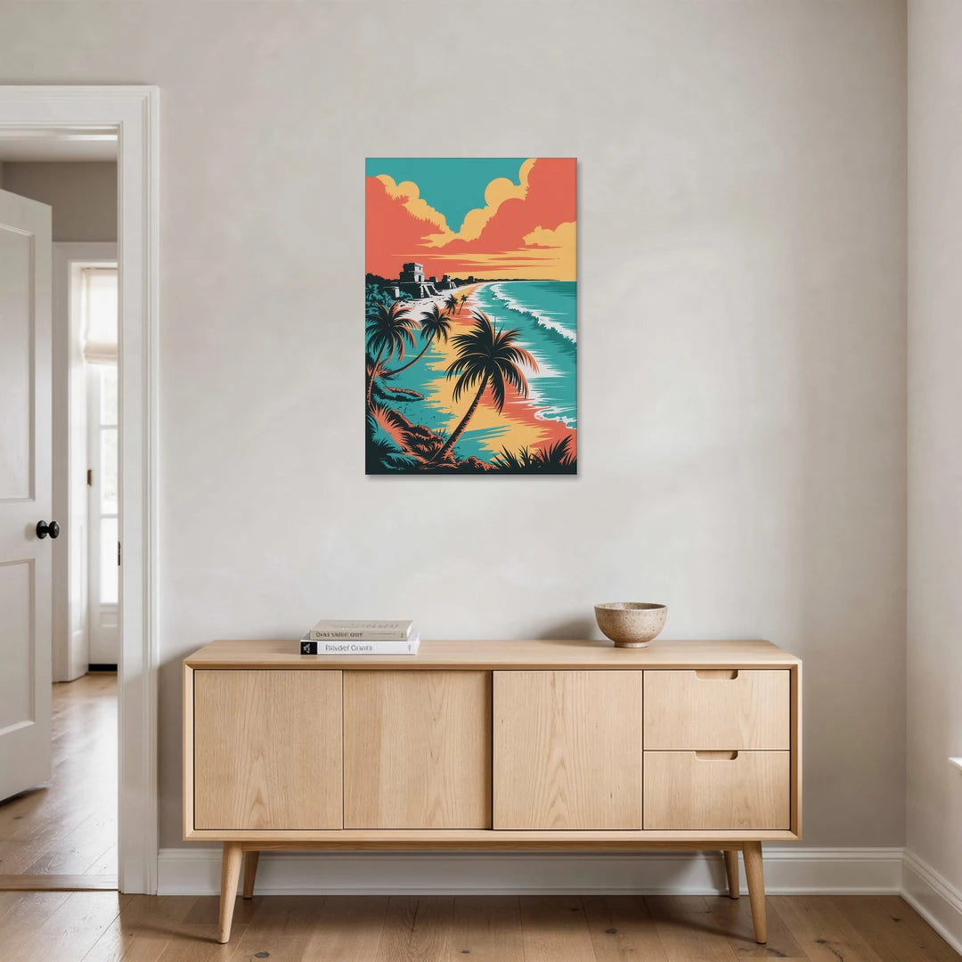 Tulum Palm Shadows - Canvas Wall Art - Coffee Table - 24x36