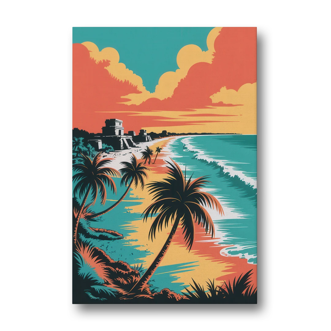 Tulum Palm Shadows - Canvas Wall Art - Front