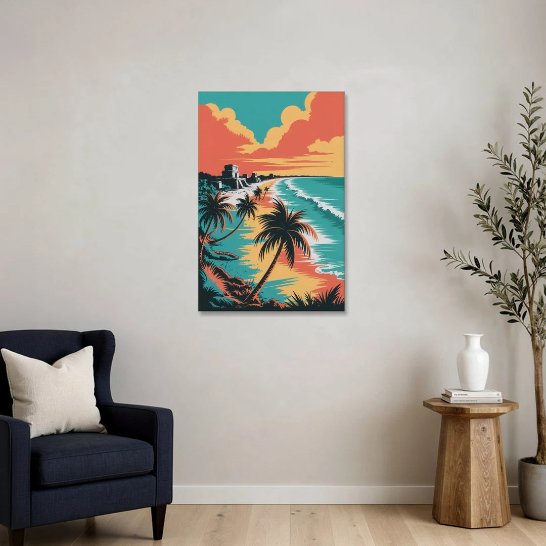 Tulum Palm Shadows - Canvas Wall Art - Sofa - 24x36