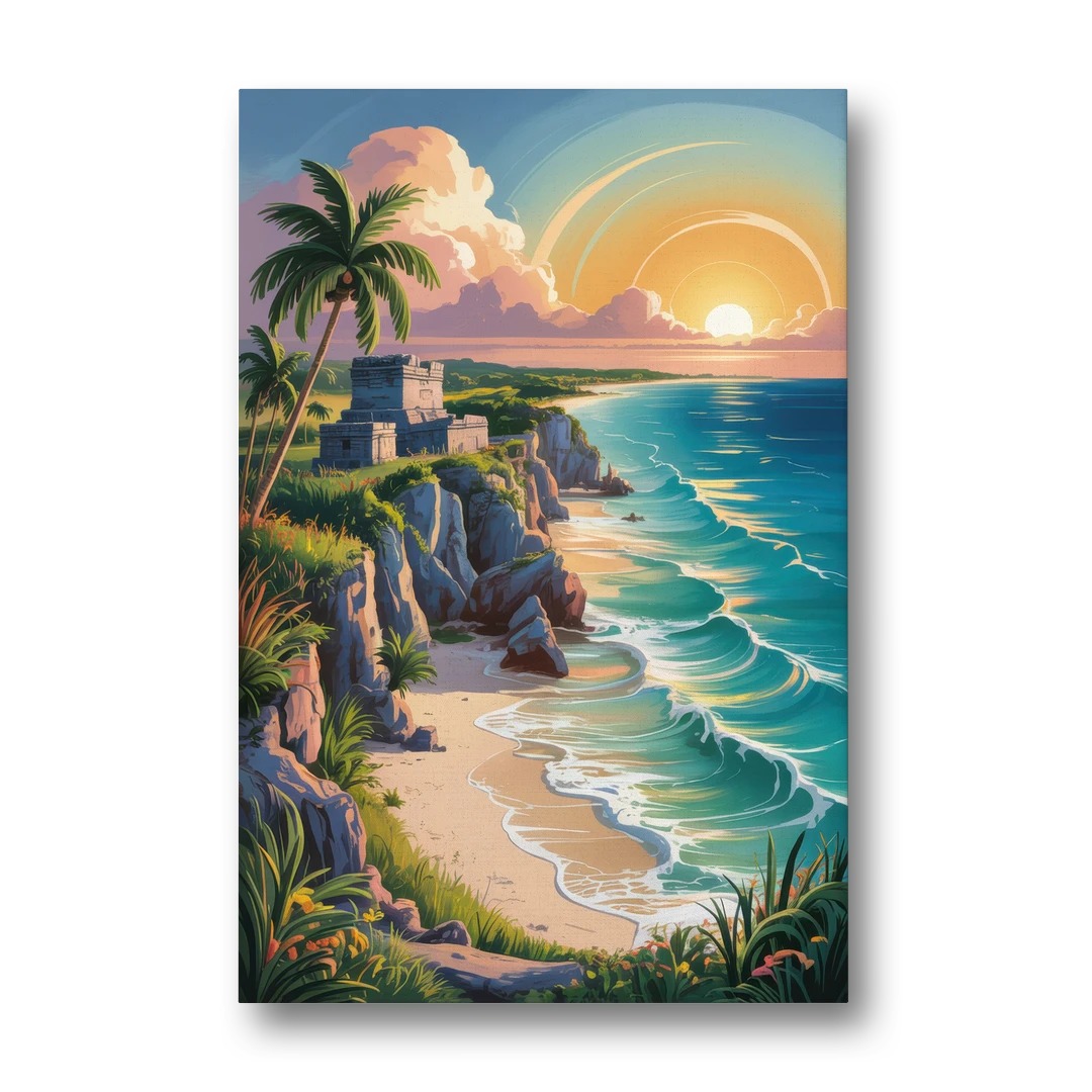 Tulum Sunrise Coast - Canvas Wall Art - Front