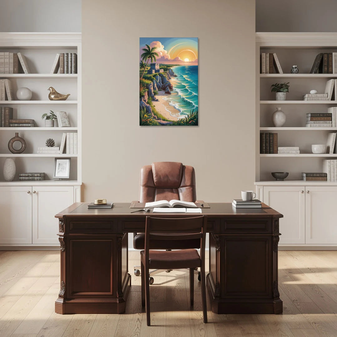 Tulum Sunrise Coast - Canvas Wall Art - Office - 24x36