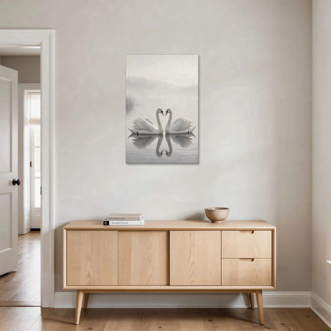 Two Black and White Swans Made for Each Other - Canvas Wall Art - Coffee Table - 24x36
