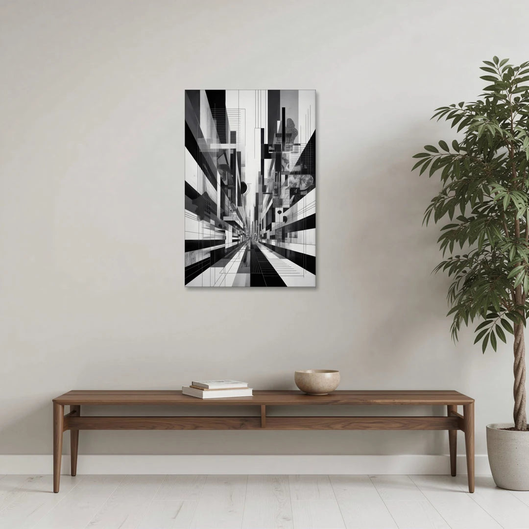Urban Energy Black and White Abstract - Canvas Wall Art - Coffee Table - 24x36