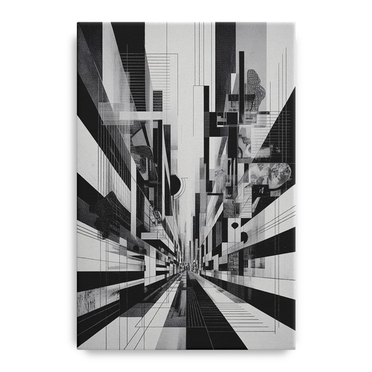 Urban Energy Black and White Abstract - Canvas Wall Art