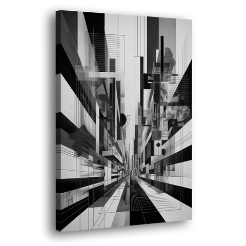 Urban Energy Black and White Abstract - Canvas Wall Art