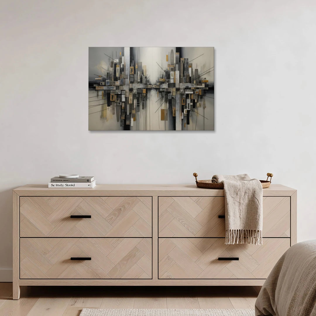 Urban Layers Grey Abstract - Canvas Wall Art - Coffee Table - 36x24