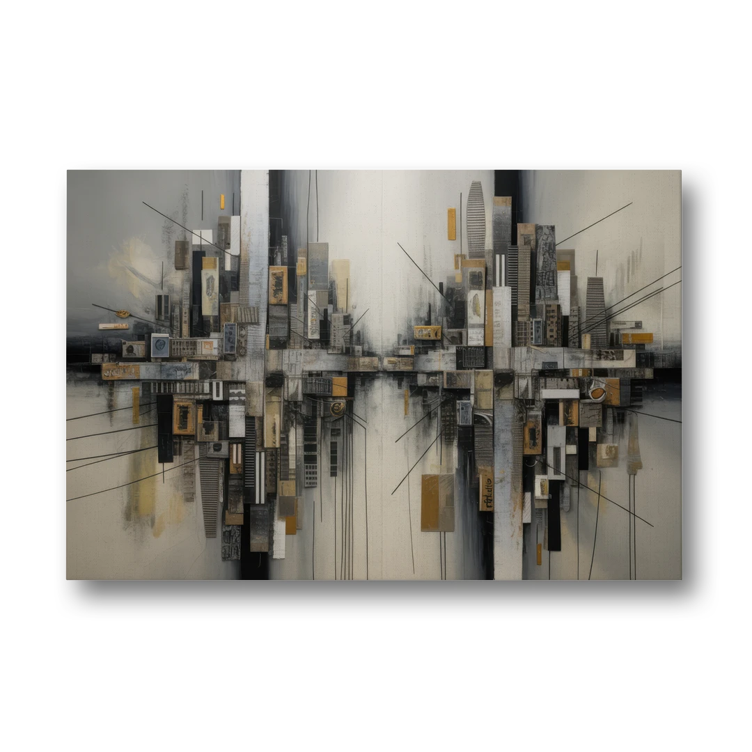 Urban Layers Grey Abstract - Canvas Wall Art - Front