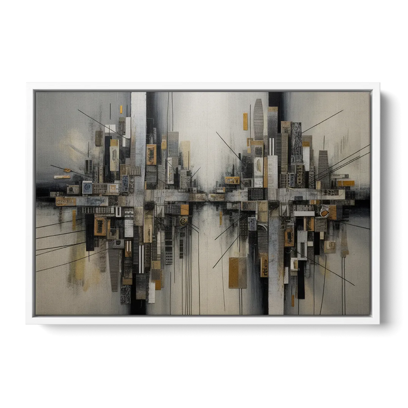 Urban Layers Grey Abstract Front - White Canvas Wall Art