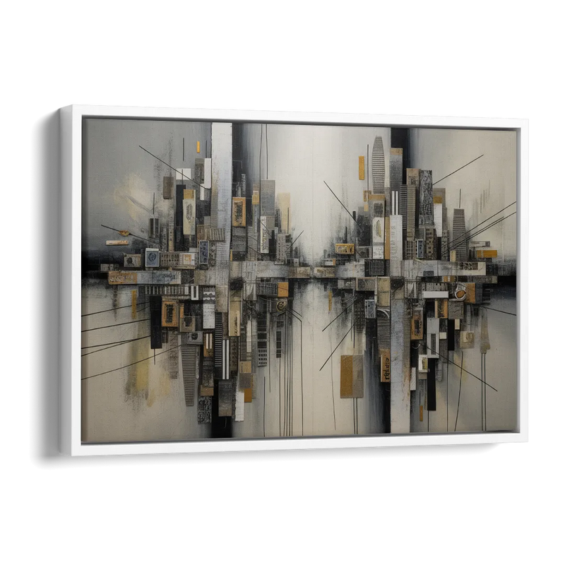 Urban Layers Grey Abstract Side - White Canvas Wall Art