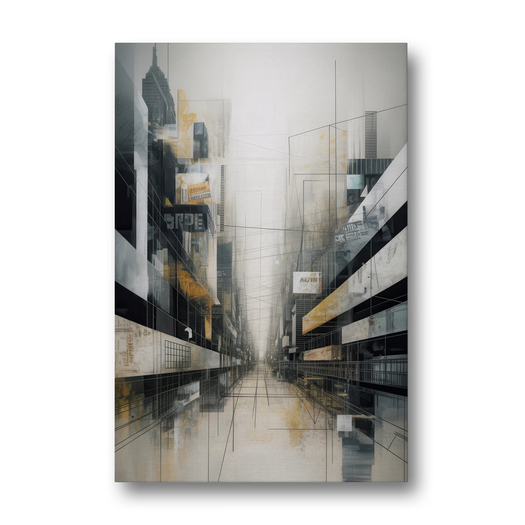 Urban Sophistication Grey and White Abstract - Canvas Wall Art - Front