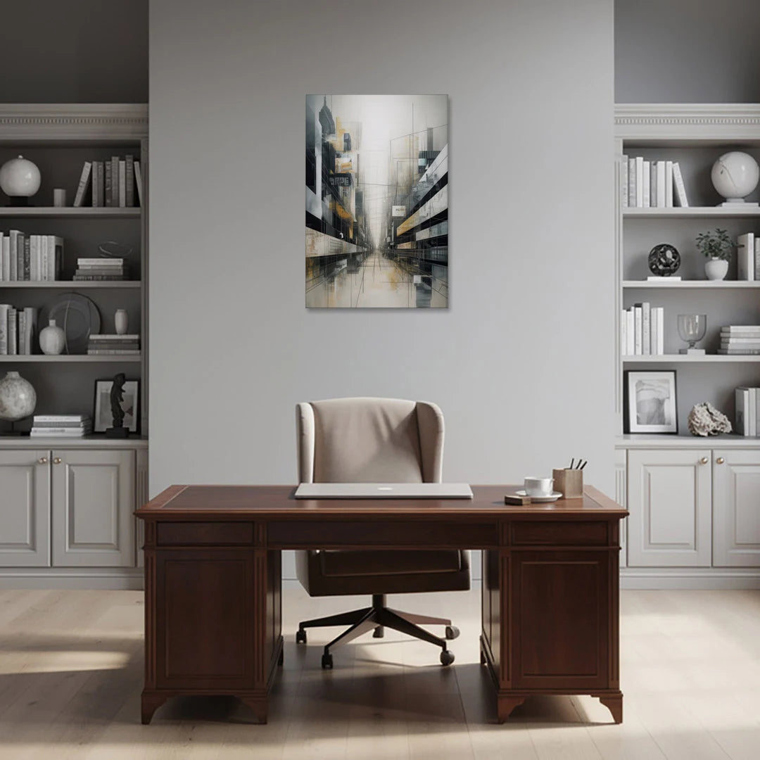 Urban Sophistication Grey and White Abstract - Canvas Wall Art - Office - 24x36