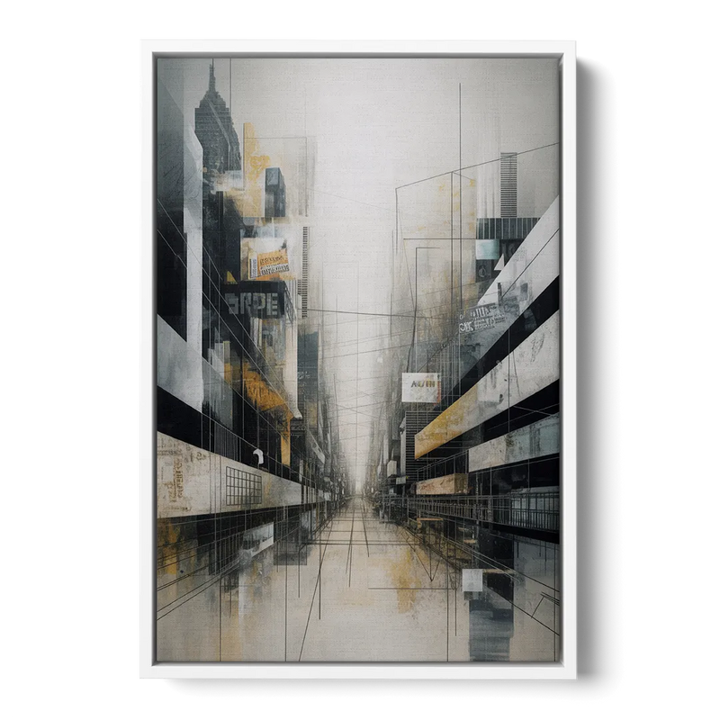 Urban Sophistication Grey and White Abstract Front - White Canvas Wall Art