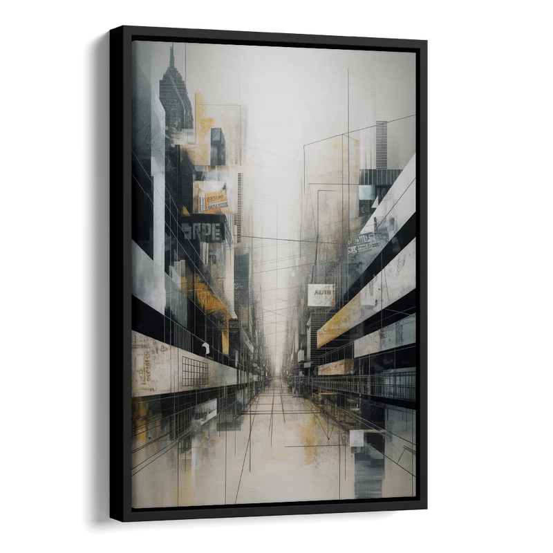 Urban Sophistication Grey and White Abstract Side - Black Canvas Wall Art