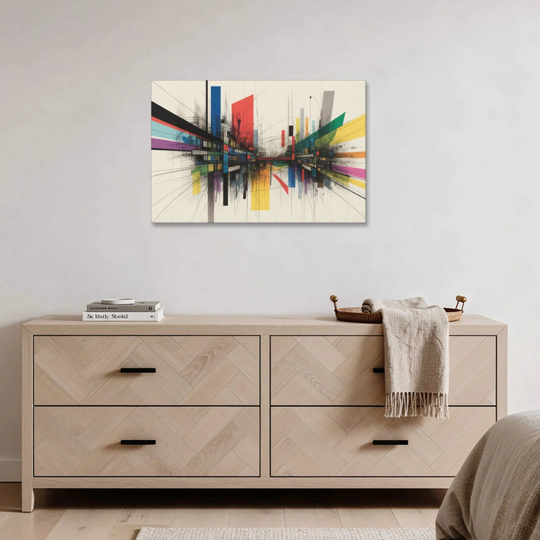 Urban Symphony Colorful Abstract - Canvas Wall Art - Coffee Table - 36x24