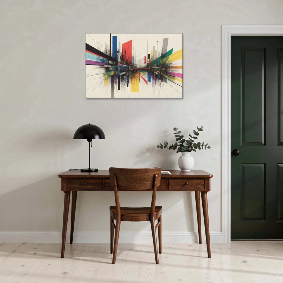 Urban Symphony Colorful Abstract - Canvas Wall Art - Office - 36x24