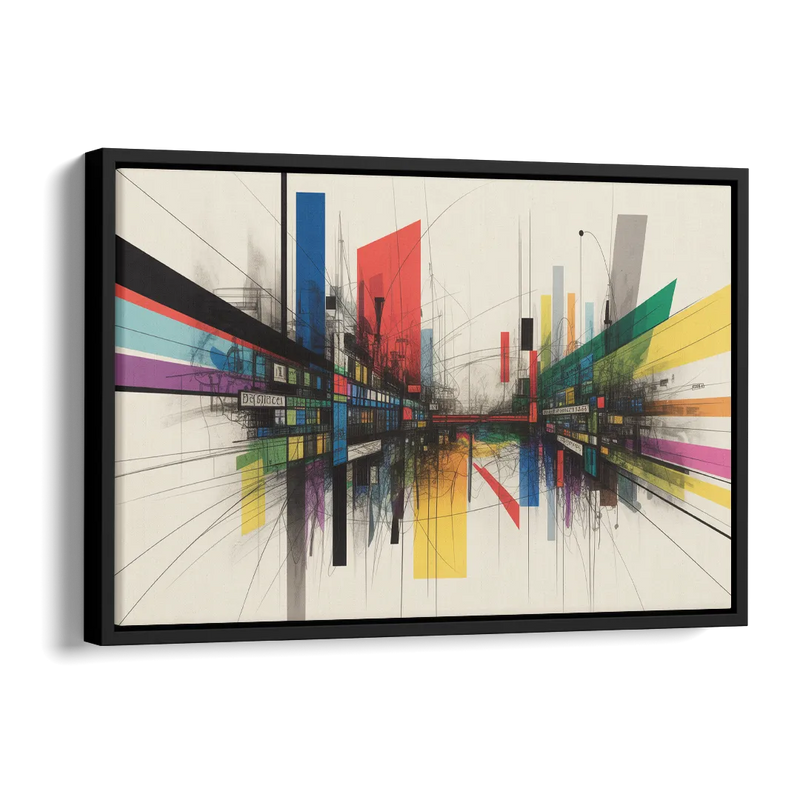 Urban Symphony Colorful Abstract Side - Black Canvas Wall Art