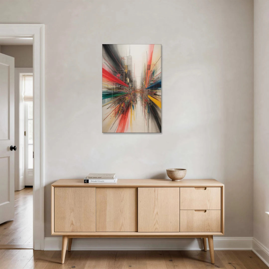 Urban Symphony Red Abstract - Canvas Wall Art - Coffee Table - 24x36