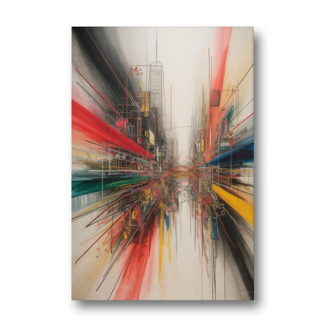 Urban Symphony Red Abstract - Canvas Wall Art - Front