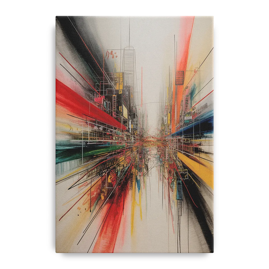 Urban Symphony Red Abstract - Canvas Wall Art