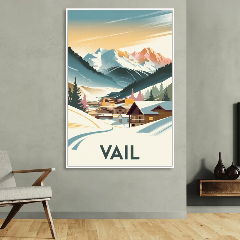 Vail Colorado Charm Sitting Room - White Canvas Wall Art