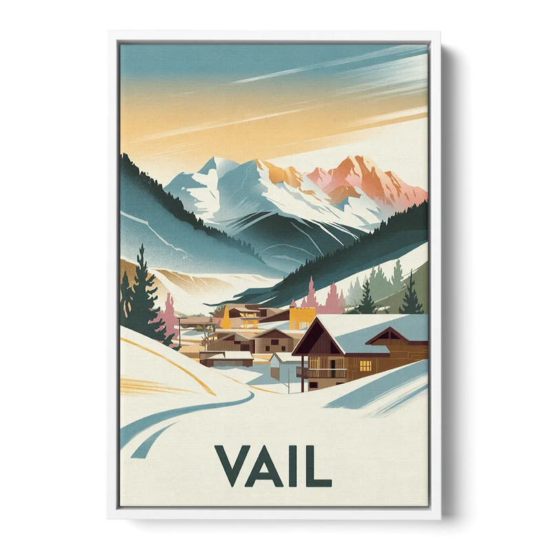 Vail Colorado Charm Front - White Canvas Wall Art