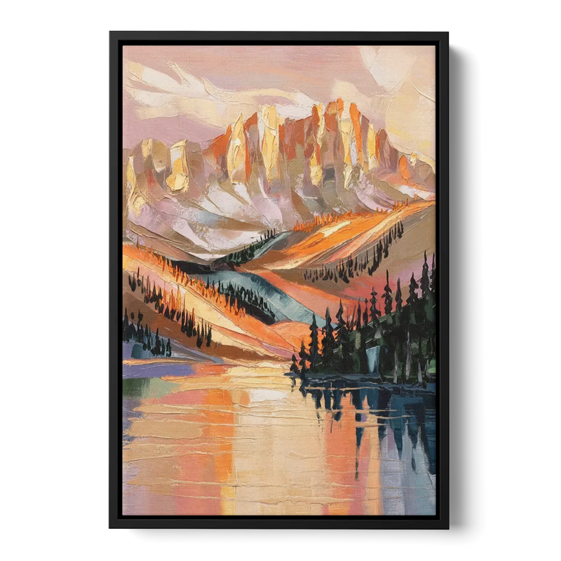 Vail Mountain Sunrise Front - Black Canvas Wall Art