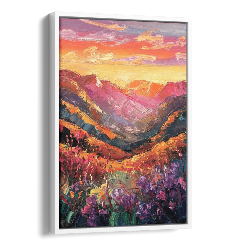 Vail Sunset Glow Side - White Canvas Wall Art