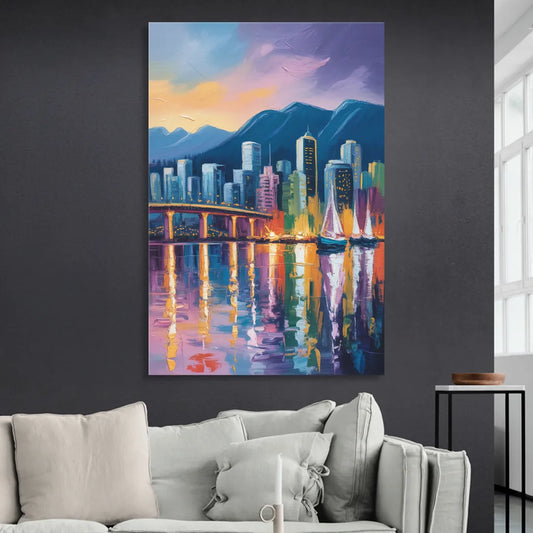 Vancouver City Lights Living Room - Canvas Wall Art