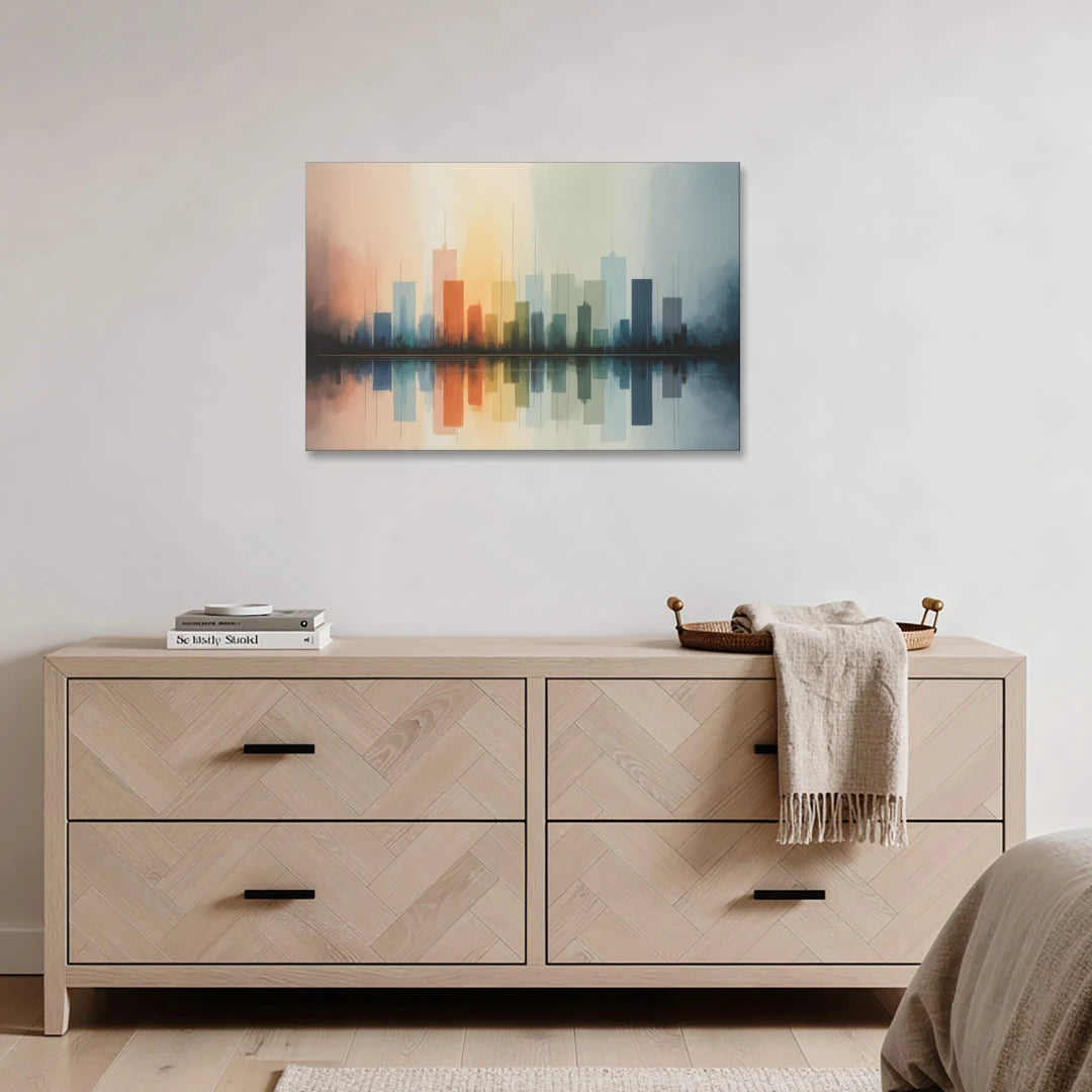 Vancouver Color Skyline - Canvas Wall Art - Coffee Table - 36x24