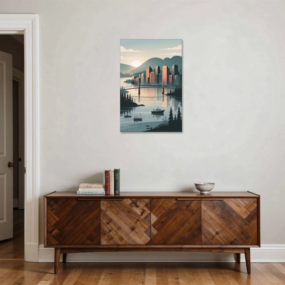 Vancouver Downtown Skyline - Canvas Wall Art - Coffee Table - 24x36