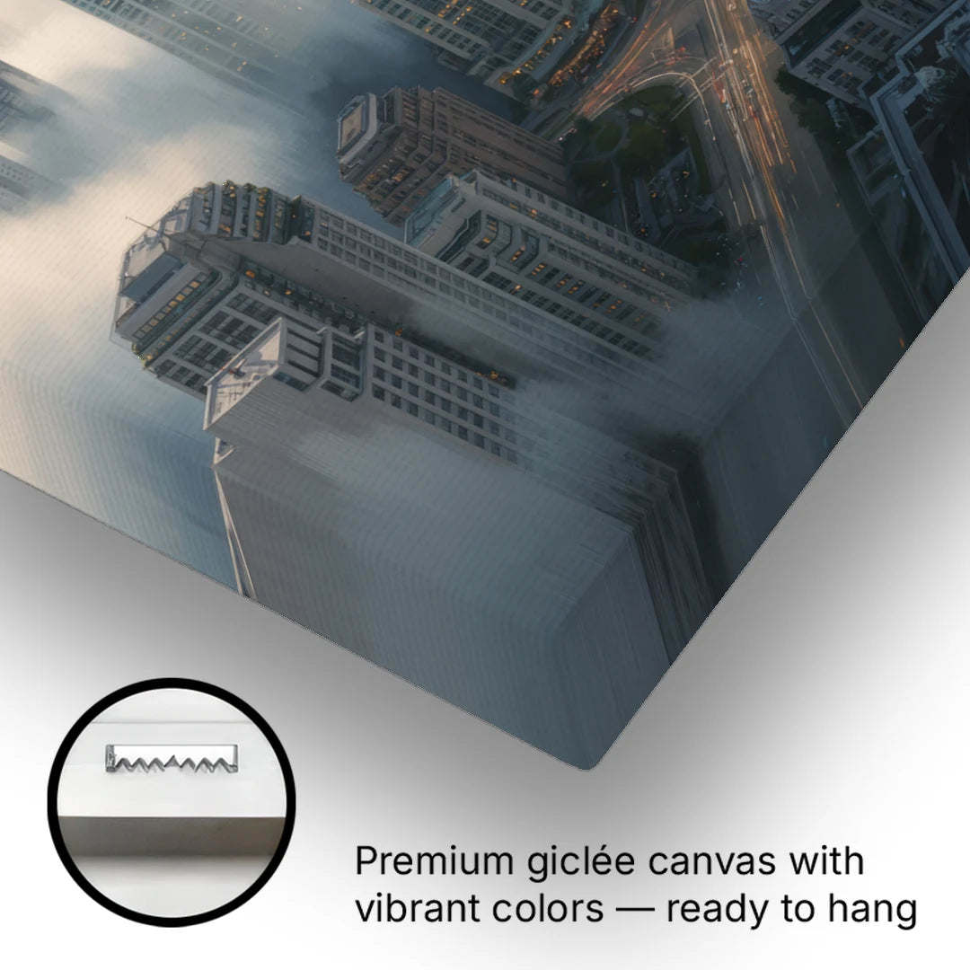 Vancouver Foggy Skyline - Canvas Wall Art - Gallery Wrap Corner