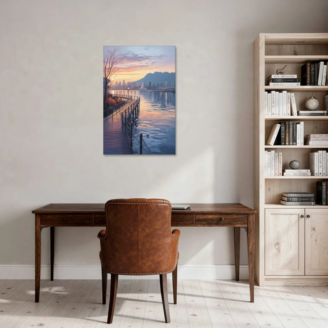 Vancouver Harbor Sunrise - Canvas Wall Art - Office - 24x36