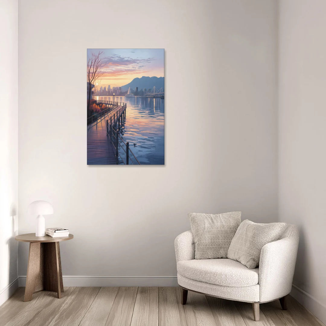 Vancouver Harbor Sunrise - Canvas Wall Art - Sofa - 24x36