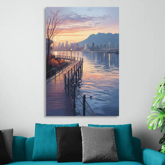 Vancouver Harbor Sunrise Living Room - Canvas Wall Art