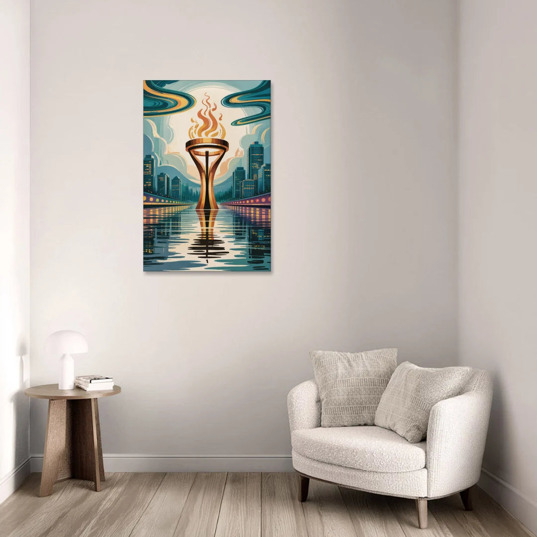 Vancouver Olympic Cauldron - Canvas Wall Art - Sofa - 24x36