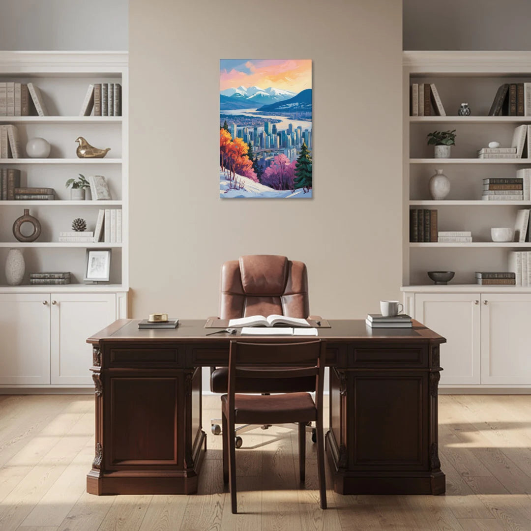 Vancouver Snowy Mountains - Canvas Wall Art - Office - 24x36