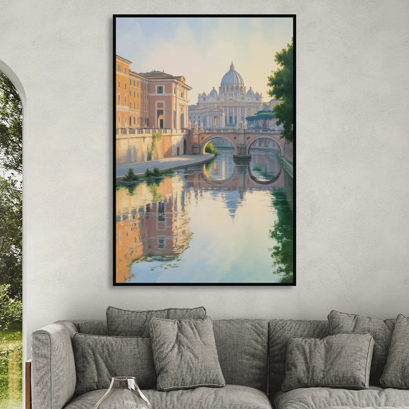 Vatican Serenity Sitting Room - Black Canvas Wall Art