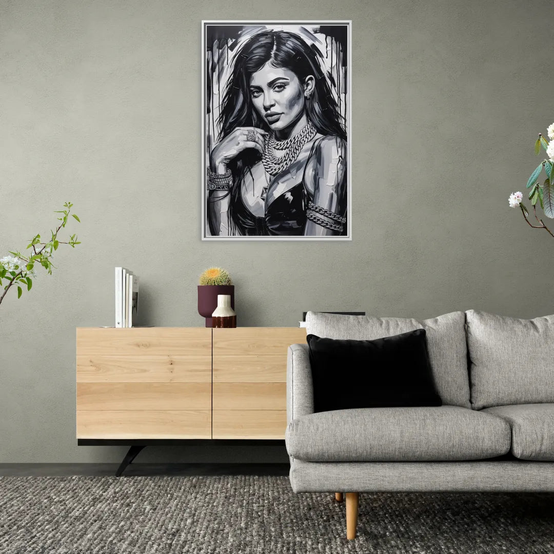 Velvet Line - Living Room White Frame Canvas